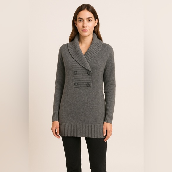 Sofie 100% Cashmere Shawl Collar Button Front Long Sweater Size S - Picture 2 of 9